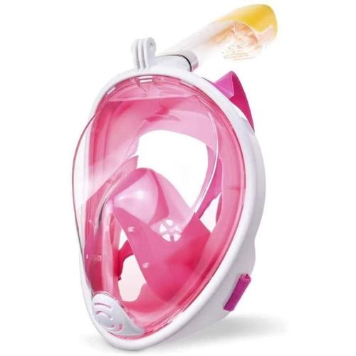 Single Tube Full Face Mask, 180° Panoramic View Silicone Anti-Fog Waterproof Snorkel Mask
