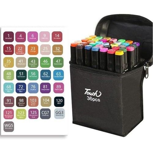 Touch Alcohol Markers Professional Art Set-36 Double Ended Blendable Based Ink Colors With Fine & Chisel Tip,Perfect For Artists Beginner Adults & Kids-Marker Set Of 36,Multicolor