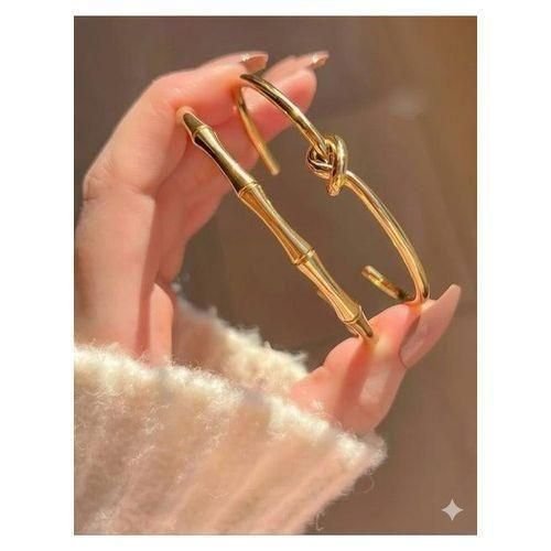 2 pieces The Dual Stacking Bracelets Set Bamboo Knot