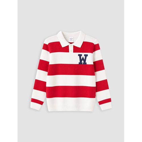 Embroidered Polo Collar Boy's Knitwear Sweater