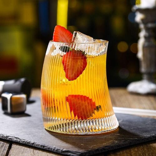 Ribbed Juice Glass Set of 6 Drinking Glasses Highball Tumbler Glass for Water Cocktail Iced Coffee and Mixed Drinks Transparent Home Kitchen