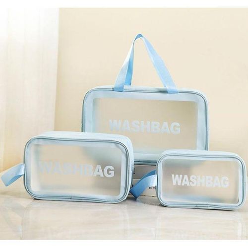 Make-Up Bag Set, 3 Pieces, Different Sizes, Blue