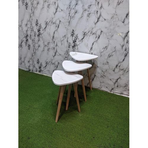 Nesting Table Set - Modern Coffee and Side Tables with a Simple Design and Wooden Legs - Space-Saving Design for Living Room, Bedroom, or Office