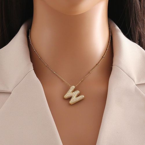 Letter Necklace with Sparkling Stones, Gold Plated Initial Pendant, Elegant Design for Daily Wear and Special Occasions, Women Fashion Necklace, Multiple Letters Available, 1 Piece