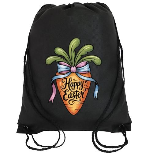 Happy Easter Drawstring Bag Natural Cotton Colourful Festive Print Lightweight Backpack