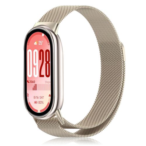 Bracelet Compatible with Xiaomi Mi Band 10/9/8, Stainless Steel Replacement Straps, Mesh Metal Watch Strap, Magnetic Adjustable Replacement Strap For Xiaomi Smart Band 8/9/10 - Champagne