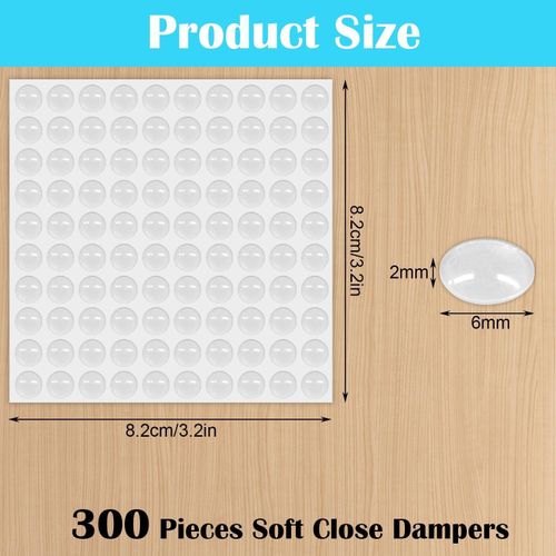 Clear Silicone Bumper Pads 6x2mm, 300 Pcs Noise-Dampening Self Adhesive Rubber Feet for Furniture, Cabinets, Glass Tables, and Doors