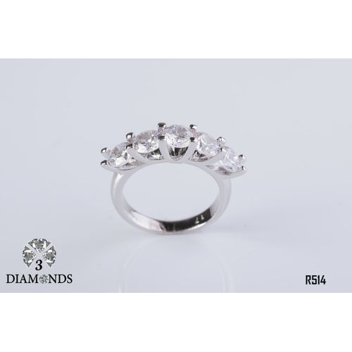 خاتم بلاتينيوم مطلي من 3Diamonds للنساء مع حجر زركون - فضي