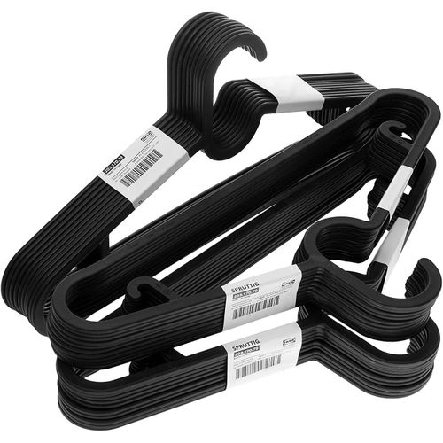 SPRUTTIG Lightweight Clothes Hangers- Black- Plastic- 39 Centimetres - Set of 30