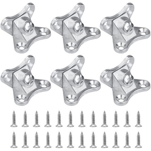 6 Pcs Removable Corner Brace Bracket Zinc Alloy Butterfly Shape Corner Brace Right Angle L Support Connector Bracket with 24 Screws for Wooden Furniture Cabinet Shelves