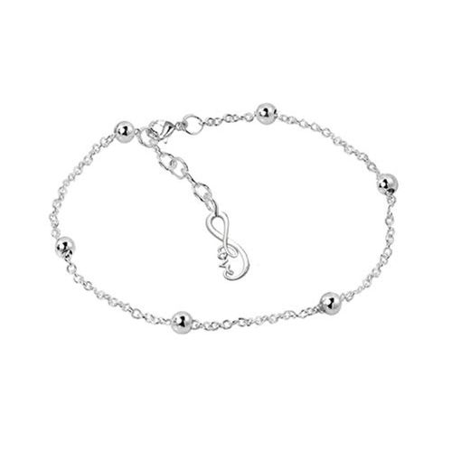 Real White Gold Plated Chain Charm Bracelet for Women 10177-07