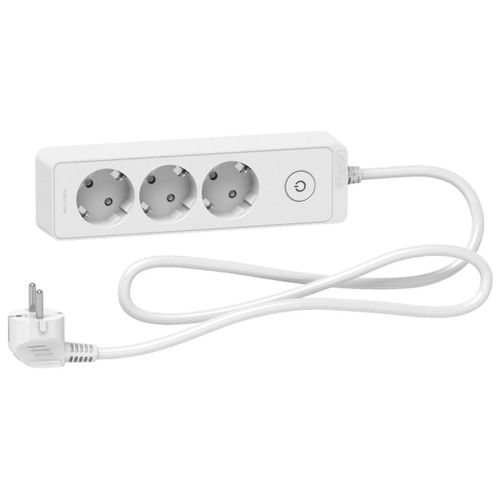 Trailing lead, Unica extend, 3 Schuko, swicthable, 1.5m cable, white