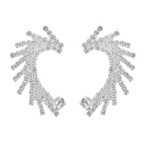 Cute Design Shiny Crystal Stud Earrings for Women, Silver TON-A-1090