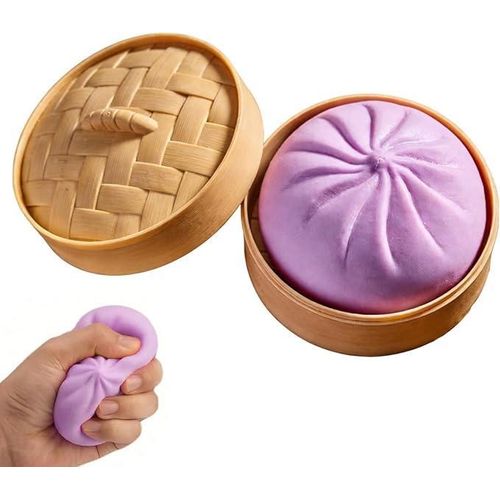 Squishy Set, Cute Dumpling Squishy Set with 1 Large and Steamer, Soft Decompression Dough to Relieve