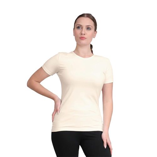 Comfy Cotton Half Sleeve Top for Women-Beige