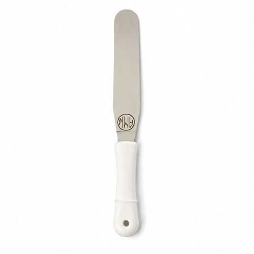 Stainless Steel Icing Spatula 32.5 cm, Long Cake Frosting Spreader with 19.5 cm Metal Blade, Ergonomic Handle, Rounded Tip, Baking & Cake Decorating Tool, White