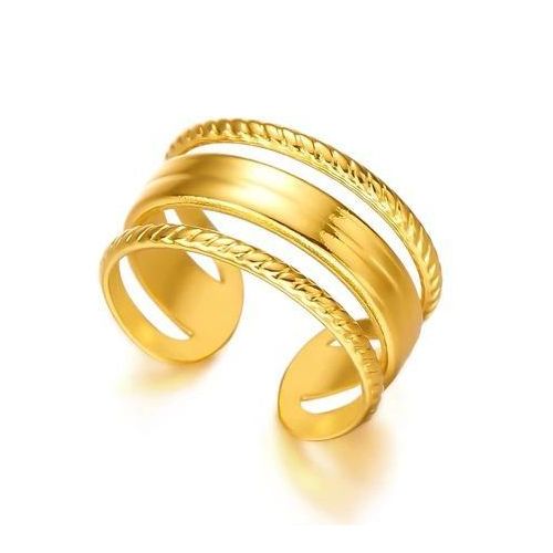 Ring Alix and Style Gift For Women Birthday Christmas Fashion Day Stainless Steel 18K gold Plated - Opening Adjustable