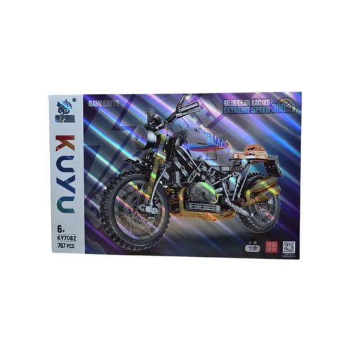 Large sports motorcycle building block toy with 767 pieces for children.