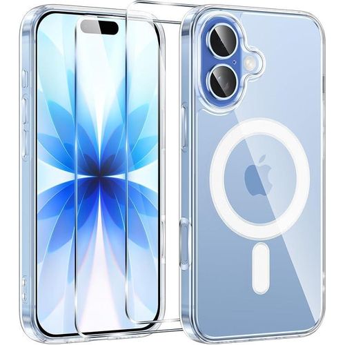 Magnetic Cover for Phone 17 6.1 Inches Compatible with Magsafe, Shockproof Anti-Scratch Protective Military Case with 2 Transparent Tempered Glass