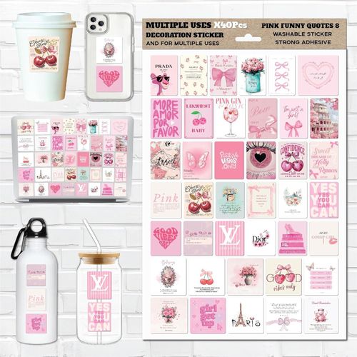 مجموعة ملصقات بتصميم انجليزي زهري جميل من 35 قطعة - ملصقات اقتباسات ملهمة جمالية، كلمات ايجابية، ملصقات حب الذات والإنتاجية للابتوب والمجلات وزجاجات المياه والمخططات ودفتر القصاصات