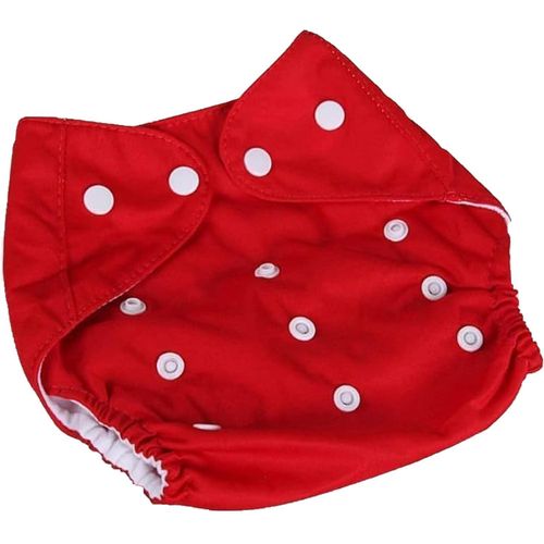 Reusable cotton cloth baby diapers with2padding, adjustable, washable, waterproof and breathable, red (0-3 years)
