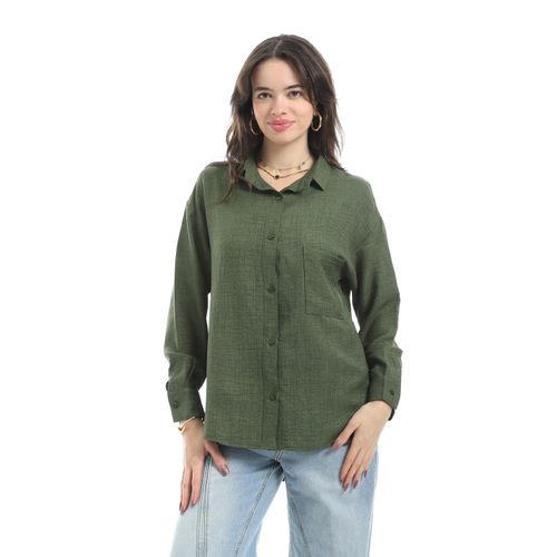 Classic Button-Down Shirt, Women's Long Sleeve, Relaxed Fit, Linen