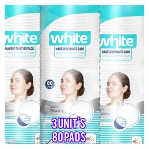 White 3 Packs Makeup Remover Cotton Pads80 Pieces Total(240 Pads)