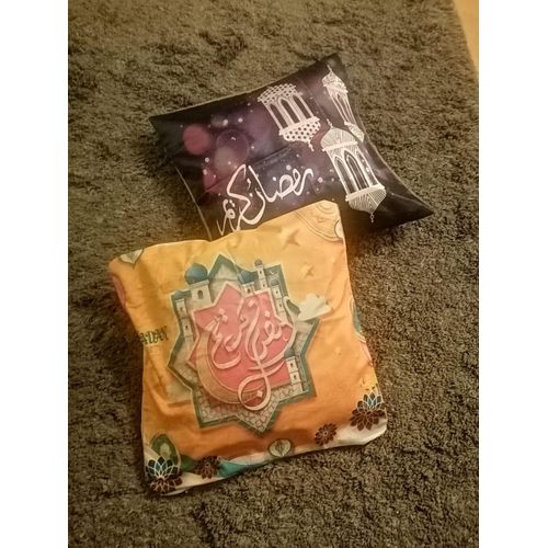 Decorative Ramadan bags, Islamic mosque design, Eid Mubarak gift set, traditional Arabic style, gold and black colors - 2 bags in different shapes, 40*40cm size, satin backing, with zipper