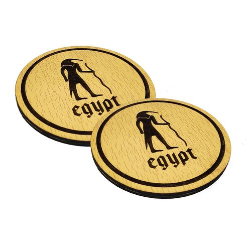 Coaster base wooden cups diameter 9 cm laser engraved pharaonic shape-4pcs-Code 4-7305 - from Rana store