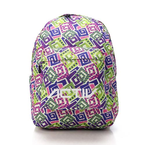 Colorful Zipper Polyester Backpack - Pink & Yellow