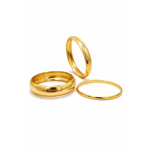 Set of Round Zinc Alloy Bracelets – Engraved & Smooth Designs