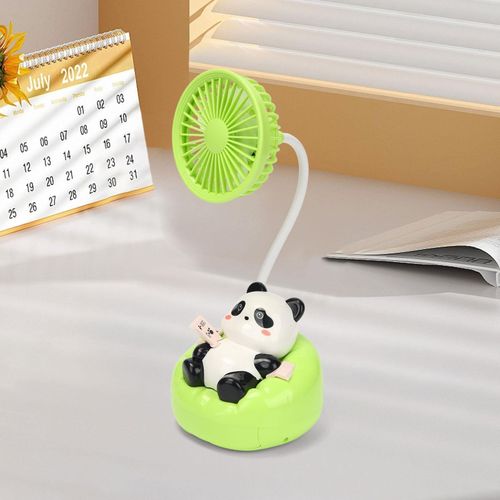 Portable USB Rechargeable Panda Desk Fan - Cute Panda Portable Fan with 3 Adjustable Speed - Quiet Mini USB Desk Fan - Lightweight Rechargeable Personal Cooling Fan