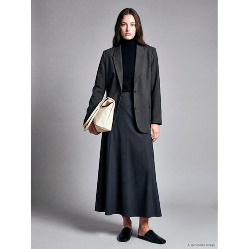 Waist Zippered Flared Skirt