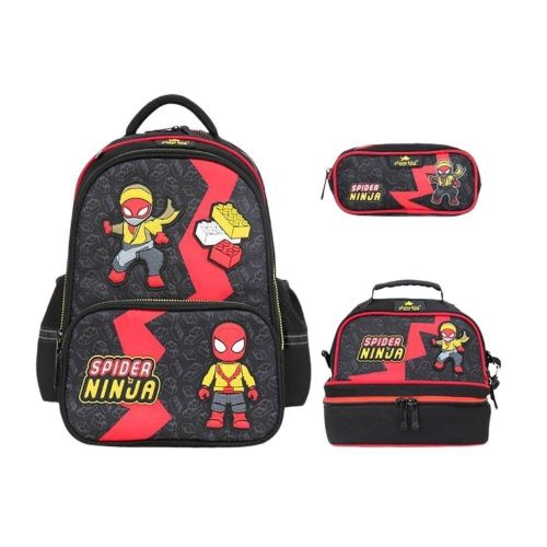 Glossy Bird - Spider Ninja School Backpack Set with Lunch Bag and Pencil Case 16 Inch - GB5605