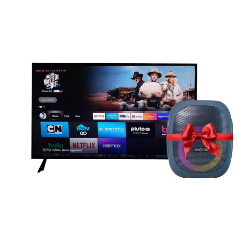 65 LED 4K Frameless Smart Android Screen – Shatter-Resistant + Free Speaker - black - mt-002-e-10-22