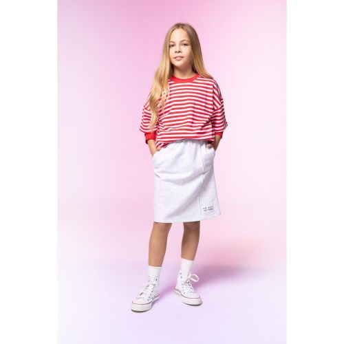 Girl A Line Knitted Skirt - GREY MELANGE