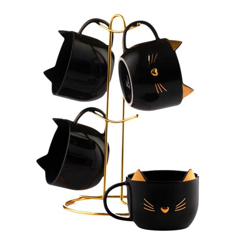 Kit Maj Soup Kitty Lotus Porcelain, 4 Pieces + Stand