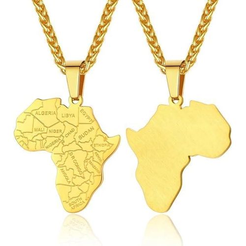 Africa Map Pendant Necklace African Style Men Women Lefty Style Stainless Steel