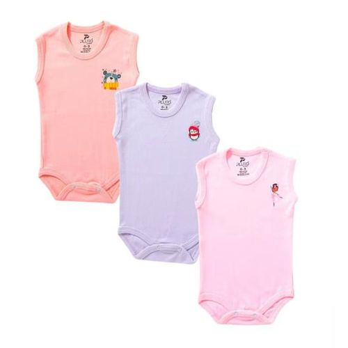 Pack of 3 Cotton Sleeveless Bodysuit for Baby Girl