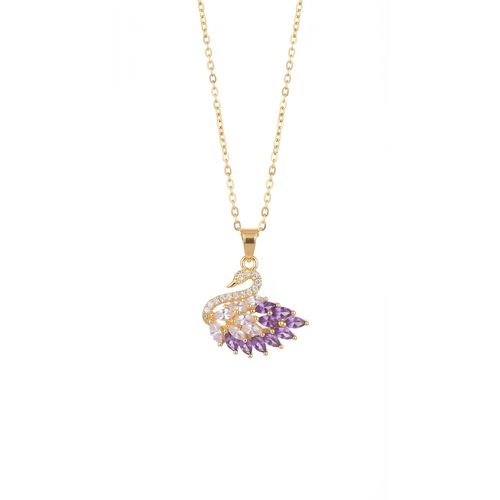 Elegant Swan Purple Necklace