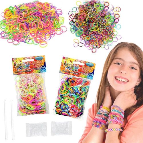 Elastic Bands for Bracelets Kit with Hooks, 1200 Pieces DIY Bracelet Kit for Girls, Beads for Children's Bracelets, Colourful Elastic Bracelet Bands Kit for Jewellery Making – Mix
