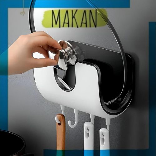 Organizer Rack - Space-Saving Kitchen Cabinet Door Mount, Adjustable Pot Lid and Pan Organizer, Versatile Cookware Storage Solution, Durable Plastic.