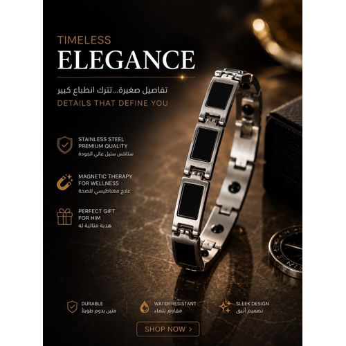 Men's Energy Bracelet Made of Stainless Steel