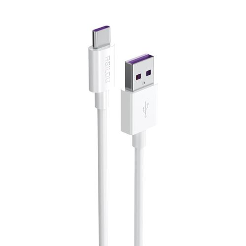 Rsilou R2009 USB-C to USB-A Cable, 120W, High Durability and flexible, Fast charging and data cable, 1M, 3A, Transmission Copper 163 Wires, Tangle and Entanglement free white - 1 year local warranty