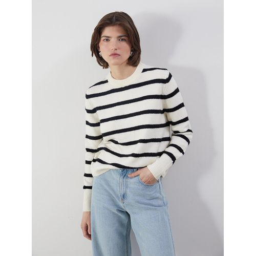 Crew Neck Striped Women's Knitwear Sweater