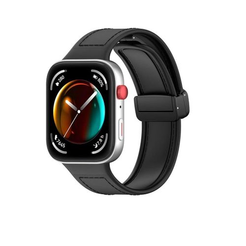 Compatible with Huawei Watch Fit 3 Strap for Women Men Soft Flexible Leather Silicone Hybrid Sport Wristband Magnetic Buckle Bracelet Replacement Strap for Huawei Watch Fit3