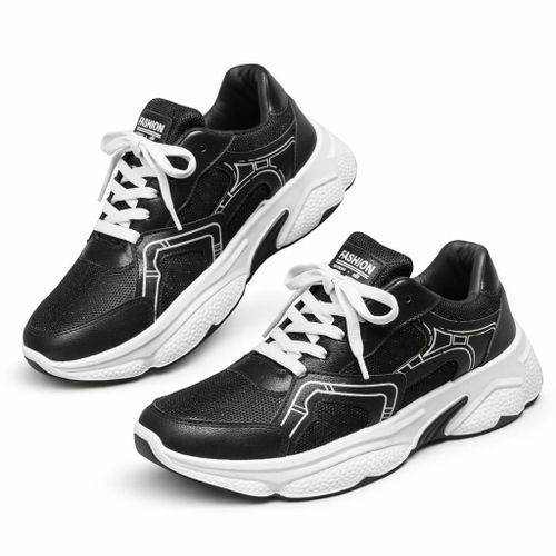 Women’s Sport Sneakers – Comfortable Chunky Sole Casual Shoes for Daily Wear & Walking - Black