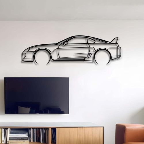 Giftaty JDM Vehicle Silhouette Wall Art – Automotive Decor for Garage, Man Cave, Office & Home – Wall art, office, home, room creative decor, framed posters (1998 Supra MK4, L)