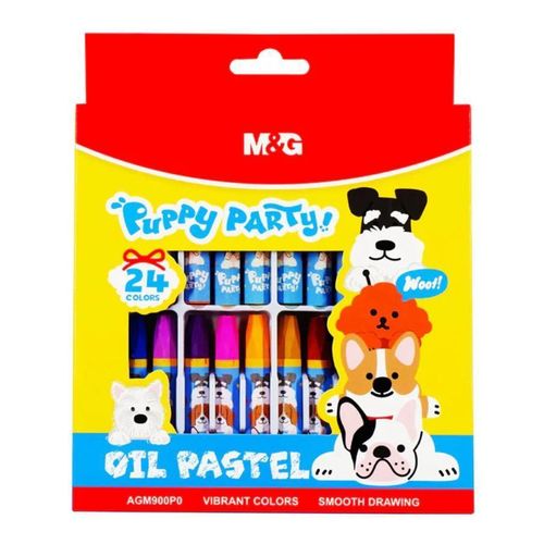 Chenguang Puppy Party Oil Pastels – 24 Colors Soft Oil Pastel Set Smooth Drawing & Vibrant Colors - No: AGM900P0