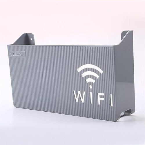 Wall Mounted WiFi Router Storage Box Router Shelf Decorative Cable Management Organizer Wireless Router Hider Rack Hanging Storage Box for Living Room Bedroom Office Home Decor (Grey)